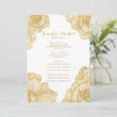 Cartes florales de menu de mariage d'or simple (Debout devant)