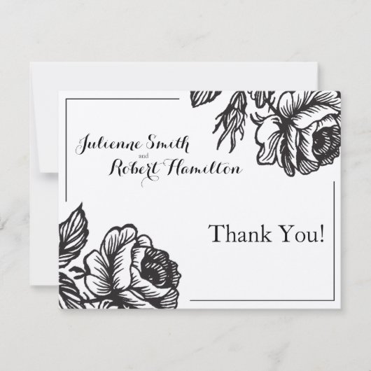 Cartes florales de Merci de mariage de roses chics (Devant)
