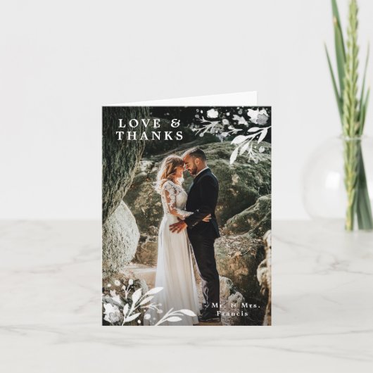 Cartes florales de Merci de photo de mariage (Devant)