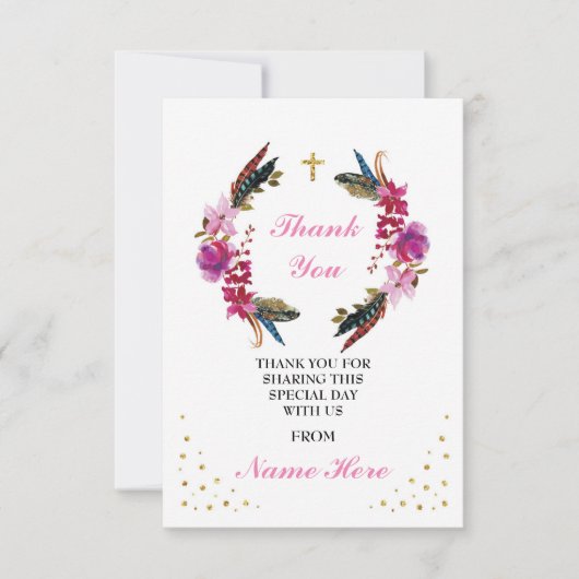 Cartes florales d'or de croix religieuse de (Devant)