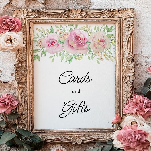 Cartes florales élégantes et affiche cadeau