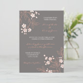 Cartes florales grises de corail de faire-part de (Debout devant)