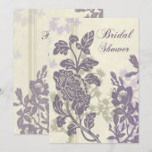 Cartes florales pourpres d'invitation de Fête de (Devant / Derrière)