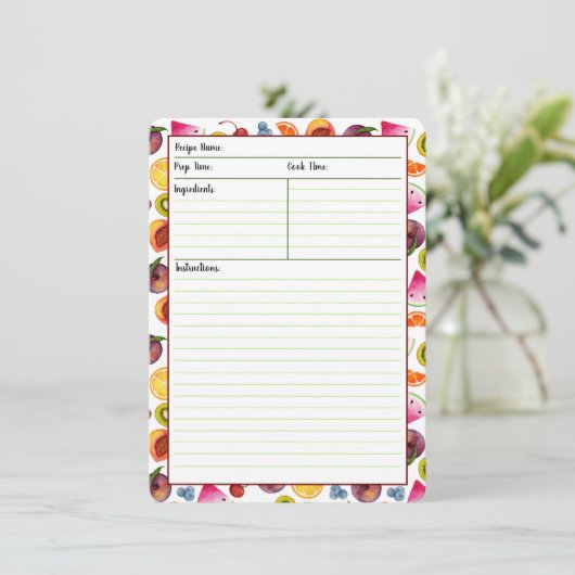 Cartes fruitées de recette (Debout devant)