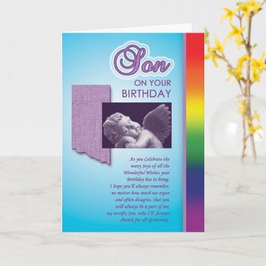 Cartes gaies - fils 01 d'anniversaire (Fleur jaune)