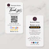 Cartes Google Reviews avec Merci et QR Code pour E (Devant / Derrière)