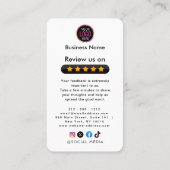 Cartes Google Reviews avec Merci et QR Code pour E (Dos)