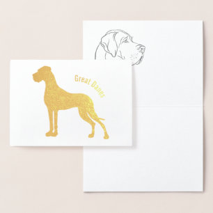 Cartes Great Danes en feuille d'argent minimaliste