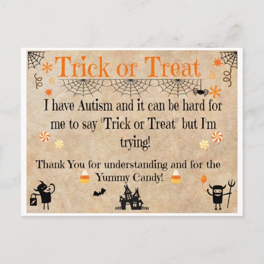 Cartes Halloween sensibilisation sur l'autisme (Devant)