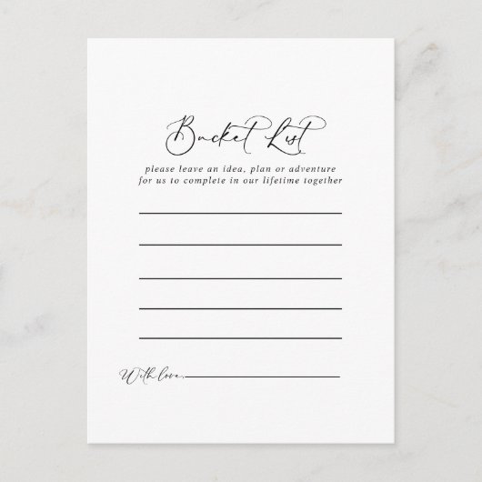 Cartes Idyllique Stylish Calligraphie Liste de Buc (Devant)