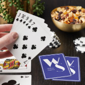 Cartes Initiales Monogrammées Nom Bleu & Blanc Jeu de Tab (In Situ)