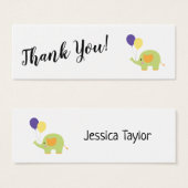 Cartes insérées avec un simple merci et un éléphan (Devant & derrière)