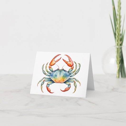 Cartes Intérieur Blanc Crabe de Plage à l'Aquarell (Devant)