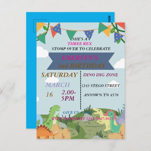 CARTES INVITATION D'ANNIVERSAIRE (Devant / Derrière)