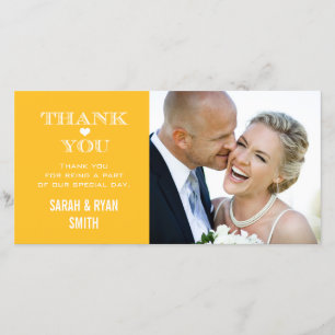 Cartes jaunes de Merci de photo de mariage de