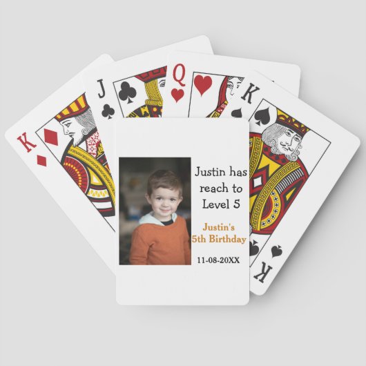 Cartes Jeu de 5e anniversaire sur garçon photo nom date m (dos)