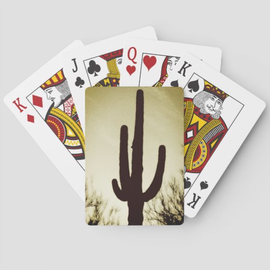 Cartes Jeu de bicyclette de silhouette de cactus de (dos)