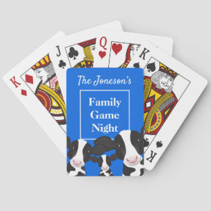 Cartes Jeu de famille Nuit Nom Bleu Blanc Vaches