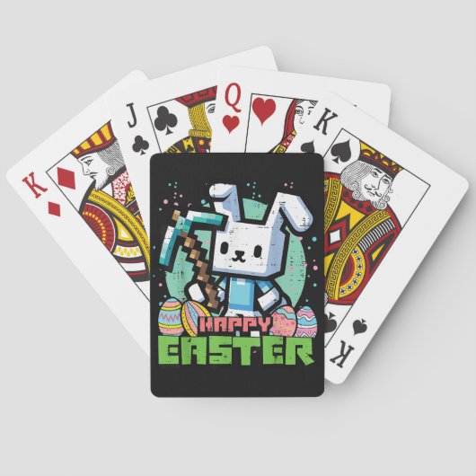 Cartes Jeu de pixels de lapin de Pâques heureux  (dos)