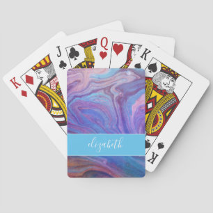Cartes Joli Motif marbré avec carte de jeu de nom