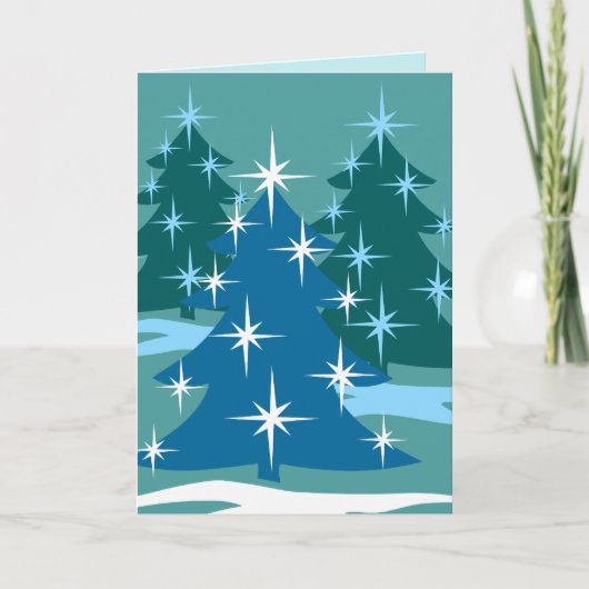 Cartes Joyeuses Classic Blue Tree Card (Devant)