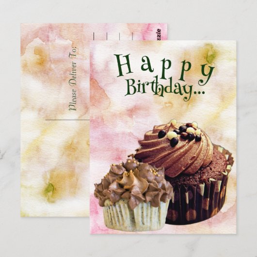 Cartes Joyeux Anniversaire Cupcakes| (Devant / Derrière)