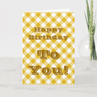 Cartes Joyeux Anniversaire Gingham Jaune