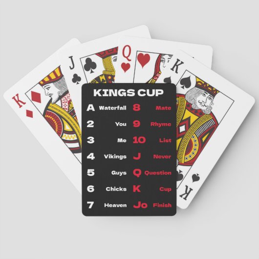 Cartes Kings Cup règles du jeu de boisson Noir (dos)