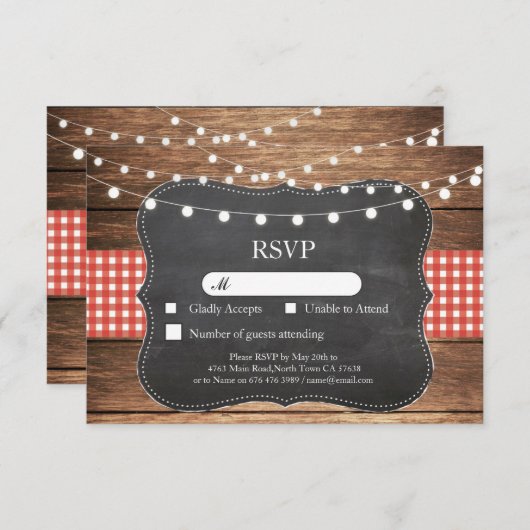 Cartes lumineuses en bois Mariage RSVP Invitations (Devant / Derrière)