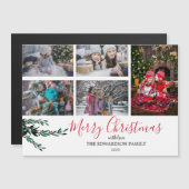 Cartes magnétiques de Noël rustique collage famili (Devant / Derrière)