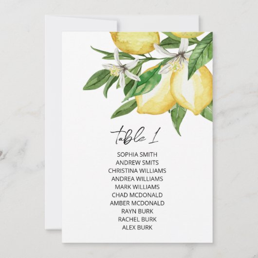 Cartes Mariage citron vert (Dos)