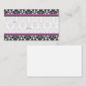 Cartes Mariage damassé Blanches, Violet, Noir, Bla (Devant / Derrière)