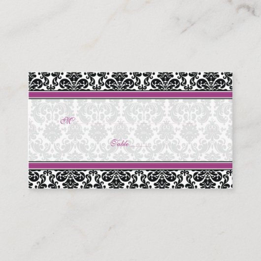 Cartes Mariage damassé Blanches, Violet, Noir, Bla (Devant)