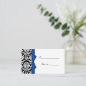 Cartes Mariage damassé Bleues Bow (Debout devant)