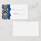 Cartes Mariage damassé Bleues Bow (Devant / Derrière)