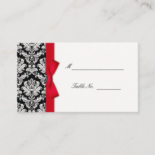 Cartes Mariage damassé Bow Rouge (Devant)