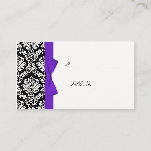 Cartes Mariage damassé Bow Violet (Devant)