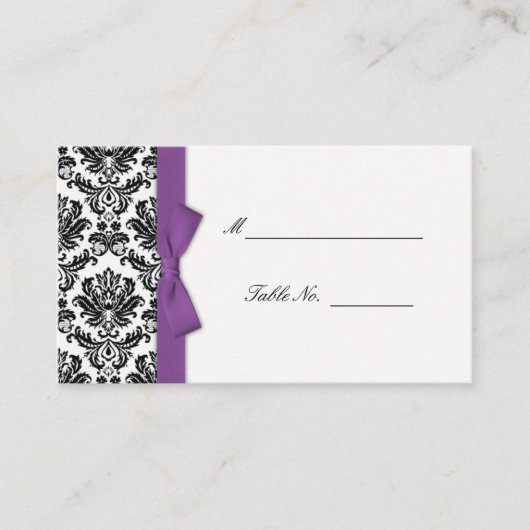 Cartes Mariage damassé Bow Violet (Devant)