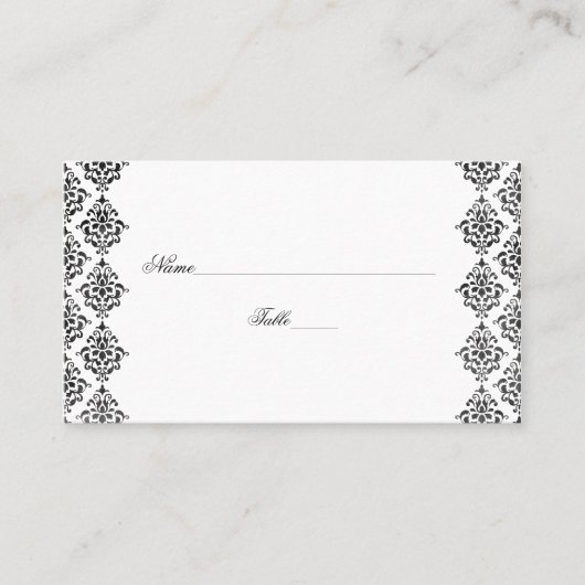 Cartes Mariage damassé en noir et blanc (Devant)