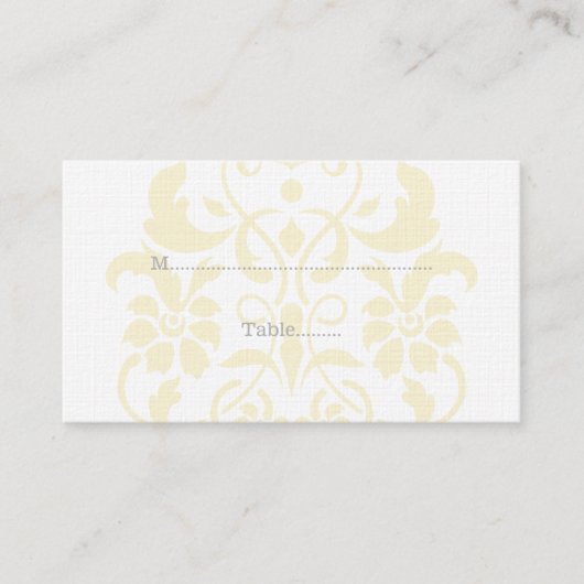 Cartes Mariage damassé Jaune Subtile (Devant)