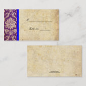 Cartes Mariage damassé Vintages bleues et violette (Devant / Derrière)
