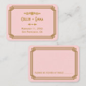 Cartes Mariages Art déco rose simple (Devant / Derrière)