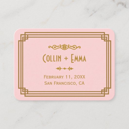 Cartes Mariages Art déco rose simple (Devant)