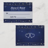 Cartes Mariages Blue Gold & White Stars (Devant / Derrière)