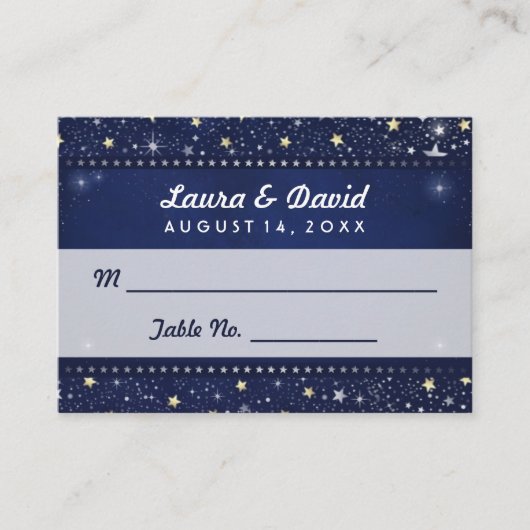 Cartes Mariages Blue Gold & White Stars (Devant)