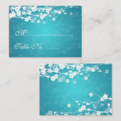 Cartes mariages Cerisier Fleur Bleu (Devant / Derrière)