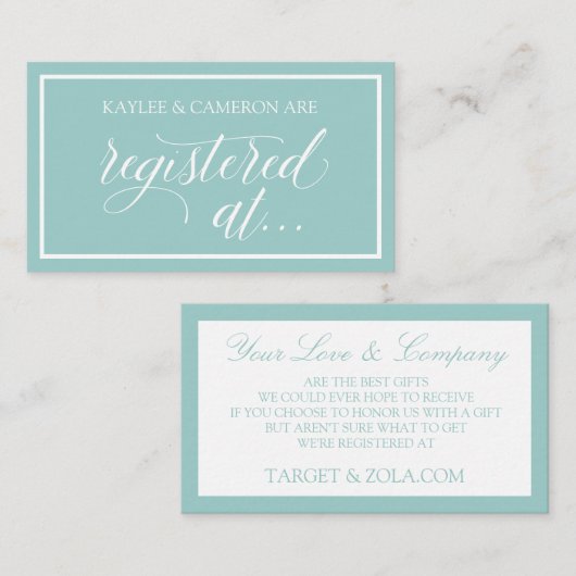 Cartes mariages enregistrées - Turquoise clair (Devant / Derrière)