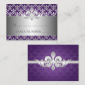 Cartes mariages Fleur De Lis Violet (Devant / Derrière)