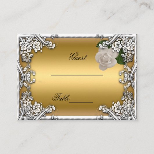 Cartes mariages Gold Crème Rose Argent Blanc (Devant)