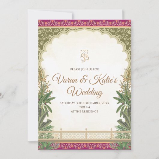 Cartes Mariages indiennes et invitations indiennes (Devant)
